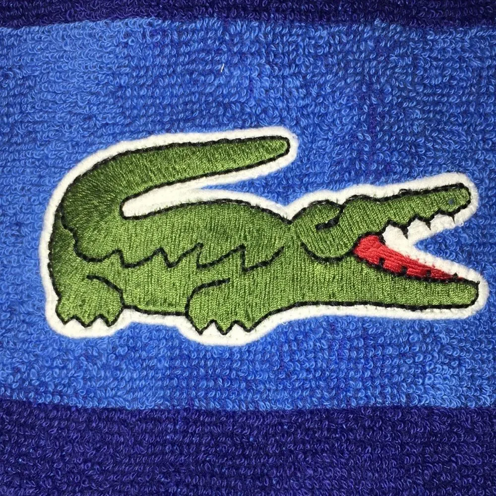 2 TWO (1 pair)Stripe New Lacoste Alligator Crocodile Bath Towel 2 Tone Blue boys